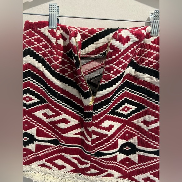 Atmosphere Aztec Woven Print Fringe Mini Skirt - Picture 5 of 6